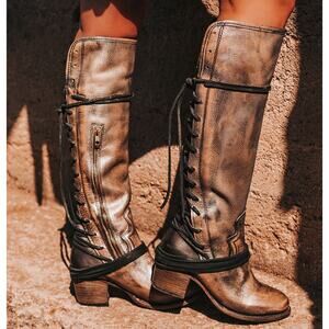 Freebird 7 Coal Lace Up Heel Boots